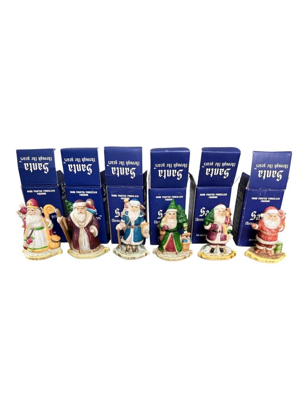 6 Santa Claus Through the Years Figures Figurine Porcelain Holiday Collectibles